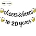 20th Birthday Decorations Cheers to 20 Years Banner for Men Women Birthday Backdrop Wedding Aniversary Party Supplies Decorations Black Glitter Pre Strung