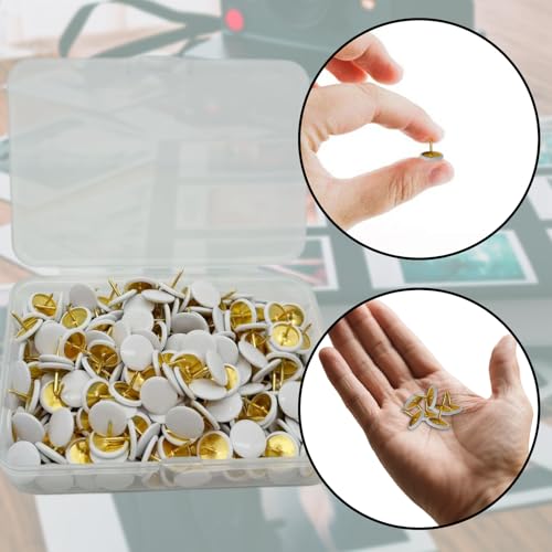 YSDINK 300 Pieces Multicoloured Push Pins – 10 x 10 mm Pins for Cork Board and Notices, Ideal for Office and Home (White)