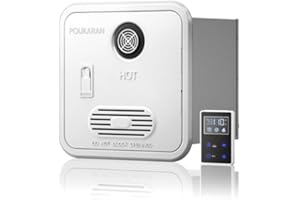 Poukaran RV Tankless Water Heater, 55000 BTUs RV Instant Hot Water Heater with 15 x 15 inches Door & Remote Controller, DC 12V MAX 3.9GPM, Propane Gas Power Technology, Compatible with All RVs (White)