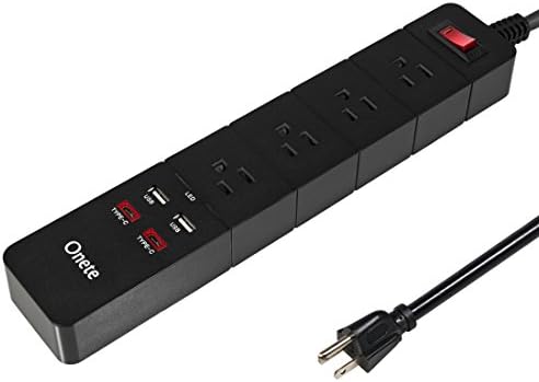 Power Strip, Onete Smart 8 Outlets Socket with 2 Usb Ports and 2 Type C Charge Power Outlet Surge 6 Ft Cord,Type C Charge,Black (ETL UL FCC Certificated)