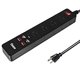 Power Strip, Onete Smart 8 Outlets Socket with 4 Usb Ports Power Outlet Surge 6 Ft Cord,Type C Charge,Black (ETL UL FCC Certificated)