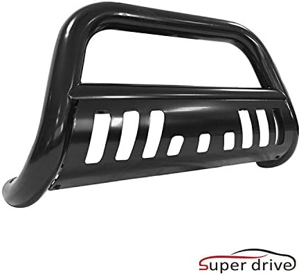 Super Drive B02G0500 for 2004-2017 Ford F-150 Black Powder Coated Bull Bar Grille Guard Bumper with Skid Plate & Light Holes