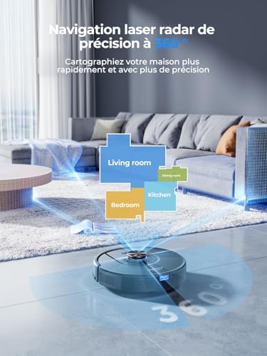 Robot Vacuum Cleaner, 8000Pa 200Mins Robot Vacuum Cleaner Navigation LiDAR Washer, Robot Floor Washer, Multiple Floor Maps Alexa/APP/WiFi Control, Ideal for Pet Hair, Carpets and Hard Floors