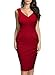 Miusol Women's Deep V Neck Sleeveless Peplum Slim Business Pencil Midi Dress