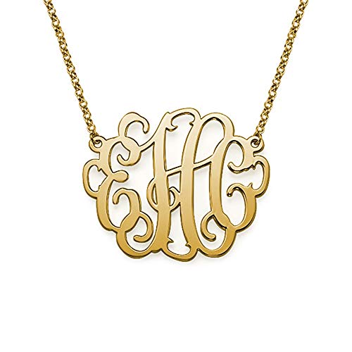 Personalized Monogram XL Necklace- Custom Initial Pendant 18k Gold Plating