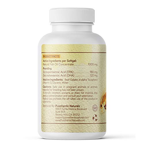 Omega 3 for Dogs, Fish Oil for Dogs 180 Softgels Pure & Natural Fatty