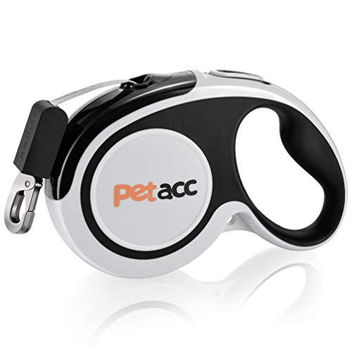 Petacc Retractable Dog Leash, Anti-bite Heavy Duty Pet Walking Leas 360° Tangle Free,16ft Strong Nylon Tape,One-Handed Brake, Pause, Lock