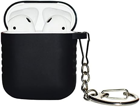 Rescady Airpods Silicone Case with Dust Cap, Shock Proof Protective Cover Skin for Apple Airpods Accessories (Black)