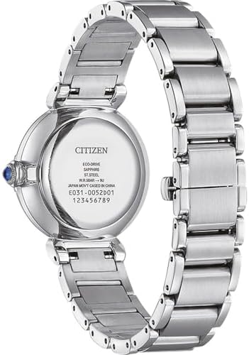 Relógio analógico de quartzo feminino com bracelete em aço inoxidável EM1060-87N, prateado, tamanho único, pulseira