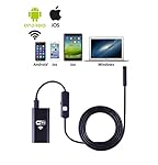 RIOROO Endoscope Wifi Wireless iOS iPhone Android Borescope Endoscope Camera with 2.0 Megapixel Pixels USB Waterproof HD 6LED for iPhone 7/7Plus/6/6s,iPad,Samsung etc(8.0mm,5M)