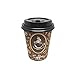 100 Pack Quality Disposable Paper Hot Drinks Cups with Lids, Perfect For Tea & Coffee Shops And Bars (8 oz, Coffee Bean Design)