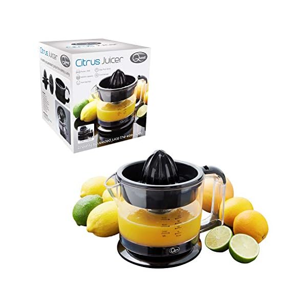 Quest-600ml-Citrus-Juicer-Easy-Pour-Spout-and-Adjustable-Pulp-Control-Auto-Reverse-and-Start-and-Stop-Dishwasher-Safe-Includes-Filter-Black Quest 34229 600ml Citrus Juicer/Easy Pour Spout & Adjustable Pulp Control/Auto Reverse / 2 Cone Sizes/Dishwasher Safe…