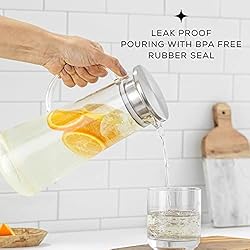 JoyJolt Glass Pitcher with Lid - 50oz Glass Water