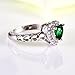 Psiroy 925 Sterling Silver Created Emerald Quartz Filled Halo Heart Promise Ring Size 8