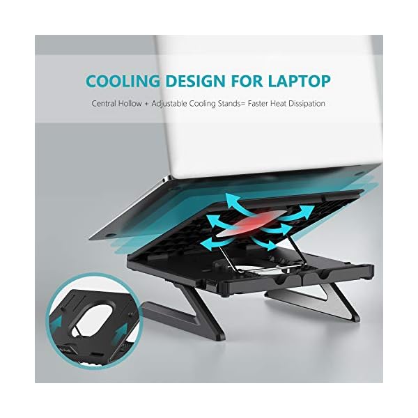 Laptop-Stand-Jelly-Comb-Ergonomic-Notebook-Riser-Desk-9-Level-Adjustable-with-Foldable-Legs-Phone-Holders-and-Cooling-Design-for-Macbook-Tablet-Book-ComputerDesktop-Monitor-Black Laptop Stand, Jelly Comb Ergonomic Notebook Riser Desk 9-Level Adjustable with Foldable Legs, Phone Holders and Cooling…
