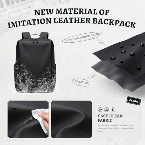GOLF SUPAGS Women's and Men's PU Leather Backpack, Elegant 15.6 Inch Laptop Backpack, Multifunctional Water Resistant Travel Backpack for University, Work, Travel