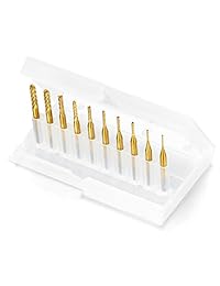 Sibaok   Juego de 10 piezas de molinillos giratorios CNC para PCB modelo de fibra de plástico de fibra de carbono, vástago de 0.031 0.118 in