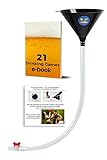 Beer Bong with Valve by Gold Isles - Premium Beer Funnel with Extra Thick, Kink-Free Tube - Perfect for College Parties - Extra Long 2.6 feet Tube + “21 Drinking Games” ebook & Whistle Bonus