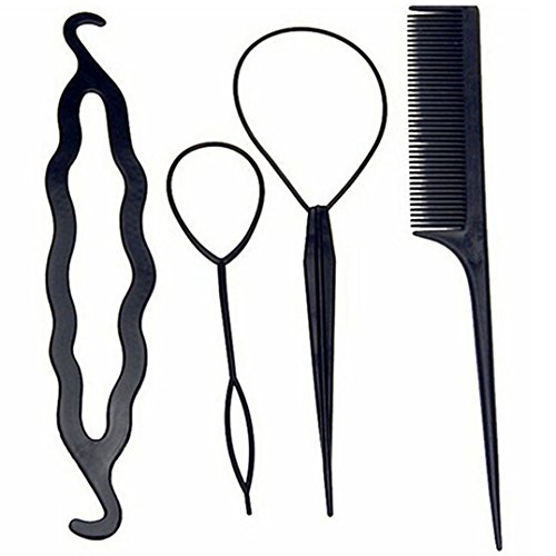 Polytree 4Pcs/Set Hair Styling Tools Twist Clip Stick Bun Maker Braid for Women