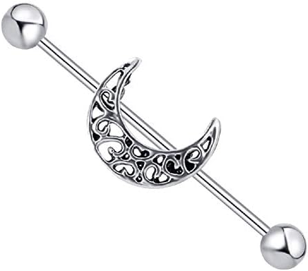 GTFO 38mm Crescent Moon Industrial Scaffold Ear Piercing Bar