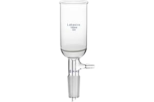 Labasics Borosilicate Glass Buchner Filtering Funnel with Fine Frit (G3), 46mm Inner Diameter, 80mm Depth, with 24/40 Standard Taper Inner Joint and Vacuum Serrated Tubulation (100ml)