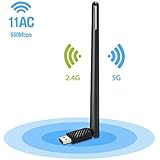 TOTOLINK 650Mbps Dual Band (2.4G/200Mbps+5G/433Mbps) Wireless USB WiFi Adapter,802.11ac/n/b/g Network LAN Card For Windows XP/Vista/7/8/8.1/10 (32/64bits) (A650UA)