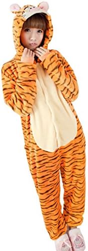 Adult Halloween Cosplay Tiger Animal Pajamas Animal Onesie sleepwear (S (60"-62"))