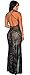 Kearia Women Sleeveless Deep V-Neck Sequin Split Bodycon Cocktail Party Maxi Dress Black XLarge