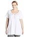 Just My Size Women's Plus-Size Slub Jersey Crochet Trim Tunic with Drawcord, White, 3X