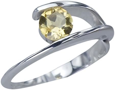 Art Nouveau Genuine Natural Citrine Gemstone Sterling Silver Jewelry Womens Ring