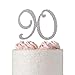 90 Cake Topper | Premium Sparkly Crystal Rhinestones | 90th Birthday or Anniversary Party Decoration Ideas | Quality Metal Alloy | Perfect Keepsake (90 Silver)