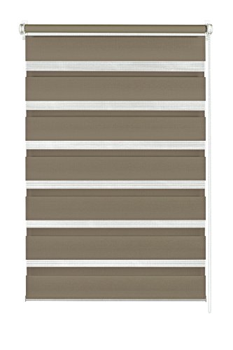 Gardinia Easy Fix Double Roller Blind, Brown, 75 x 150 cm
