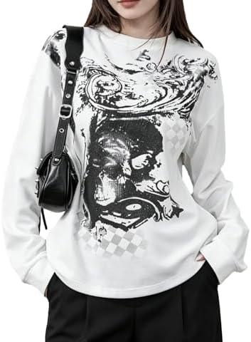 Women's Gothic Loose Shirt Long Sleeve Y2k Fake Two-Piece Punk