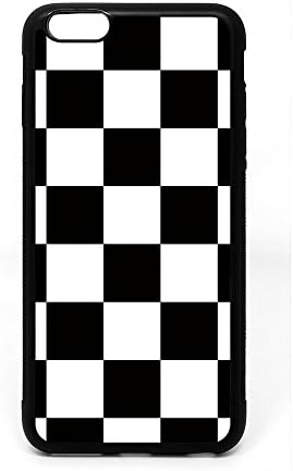 Iphone 6S Plus 5.5Inch Case, Black White Checkered Pattern Black Soft Rubber TPU Bumper Case, Customized Iphone6 Plus 5.5Inch 6 Plus Racing Flag Design Case