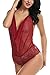 Avidlove Women Sexy Lingerie Teddy One Piece Lace Halter Babydoll Bodysuit Wine Red XXL