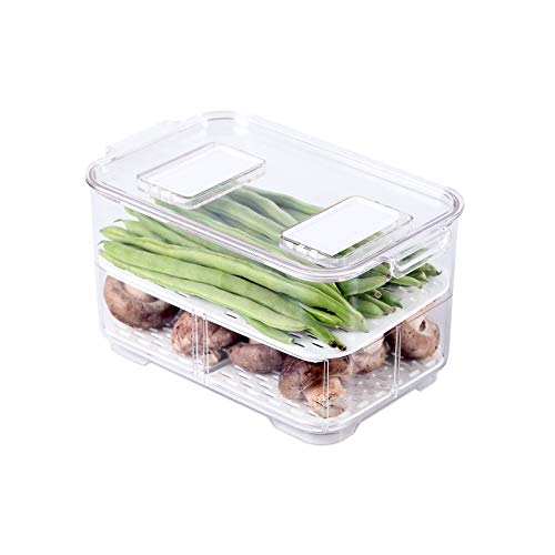 AJY Produce Keeper with Strainer, Stackable Refrigerator Containers
