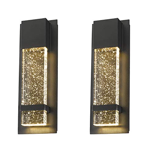 Emliviar Modern Wall Sconces 2 Pack, LED Outdoor Indoor Wall Fixture in Black Finish with Bubble Glass, 0395-WD-2PK - Thumbnail 7