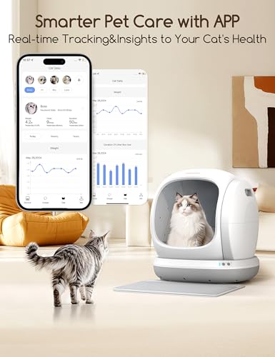 Meowant Self Cleaning Litter Box, Automatic Litter Box Self Cleaning with APP Control, 75L Extra Large Open Low Entry Smart Cats Litter Boxs for Multi-Cat Compatible Senior Cats Large Cats