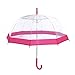 Rainbrace Transparent Bubble Umbrella Auto Open, Fashion Dome Shape with Color Trim(Pink)