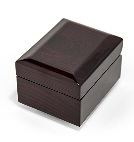 Perfect Little 18 Note Musical Box W. Dark Glossy Wooden Finish - Over 400 Song Choices - Old Spinning Wheel - Swiss