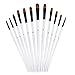 Ngwall Paint Brush Set Round and Flat Nylon Hair Stylist Watercolor Oil Painting Brush (White 12) for Acrylic, Watercolor Oil Painting Brush (Flat 12 Sets)