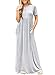 Dearlovers Women's Boat-Neck Solid Short-Sleeve Long Maxi Dress, Gray, X-Large