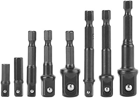 8Pcs 1/4" 3/8" 1/2" Socket Adapter/Extension Set Impact Hex Shank Drill Bits Set for Drill CR-V Quick Change Nut Driver Socket Bit Set Adapters to Use with Drill Chucks or Screw Impact Drivers