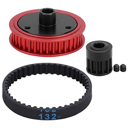 VGEBY RC Belt Gears, 5mm Belt Drive Transmission Gears System RC Belt Gear+Gearbox+Belt+Screw Set Fit for Axial SCX I/II VS4‑10(Red) Car Model Accessory Model Toy