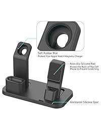 Soporte para Apple Watch, Beacoo, soporte de carga para estación de carga, AirPods, soporte para relojes de carga, soporte para Apple Watch modo de soporte nocturno y iPhone X 7 7plus SE 5S 6S Plus con varias fundas.