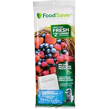 FoodSaver 1-Gallon Multilayer Construction Vacuum Zipper Bags, 20 Count