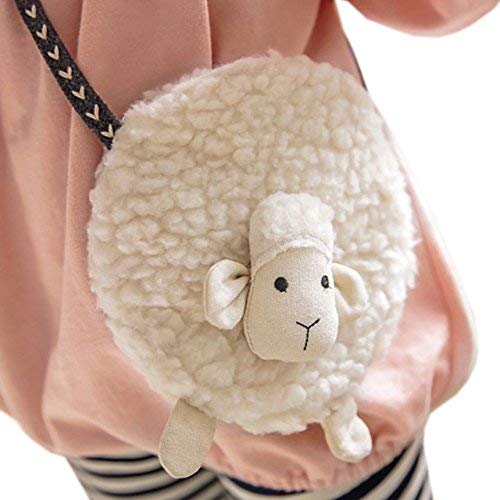 OFKP Little Girls' Bag Adorable Sheep Plush Cartoon Bag, Plush Coin Purse for Kids