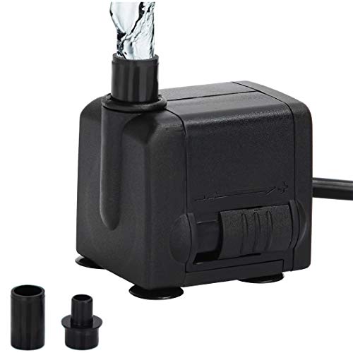 Discoball Submersible Water Pump 7.5W 120GPH 500L/H Ultra-Quiet Mini Fountain Water Pump with 2 Nozzles Replacement Pump for Pet Fountain Aquarium Fish Tank Pool Garden Features Statuary Hydroponics