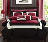 Chic Home Duke Pieced Color Block Bed in A Bag Comforter Set, King, Red
