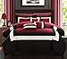 Chic Home Duke Pieced Color Block Bed in A Bag Comforter Set, King, Red